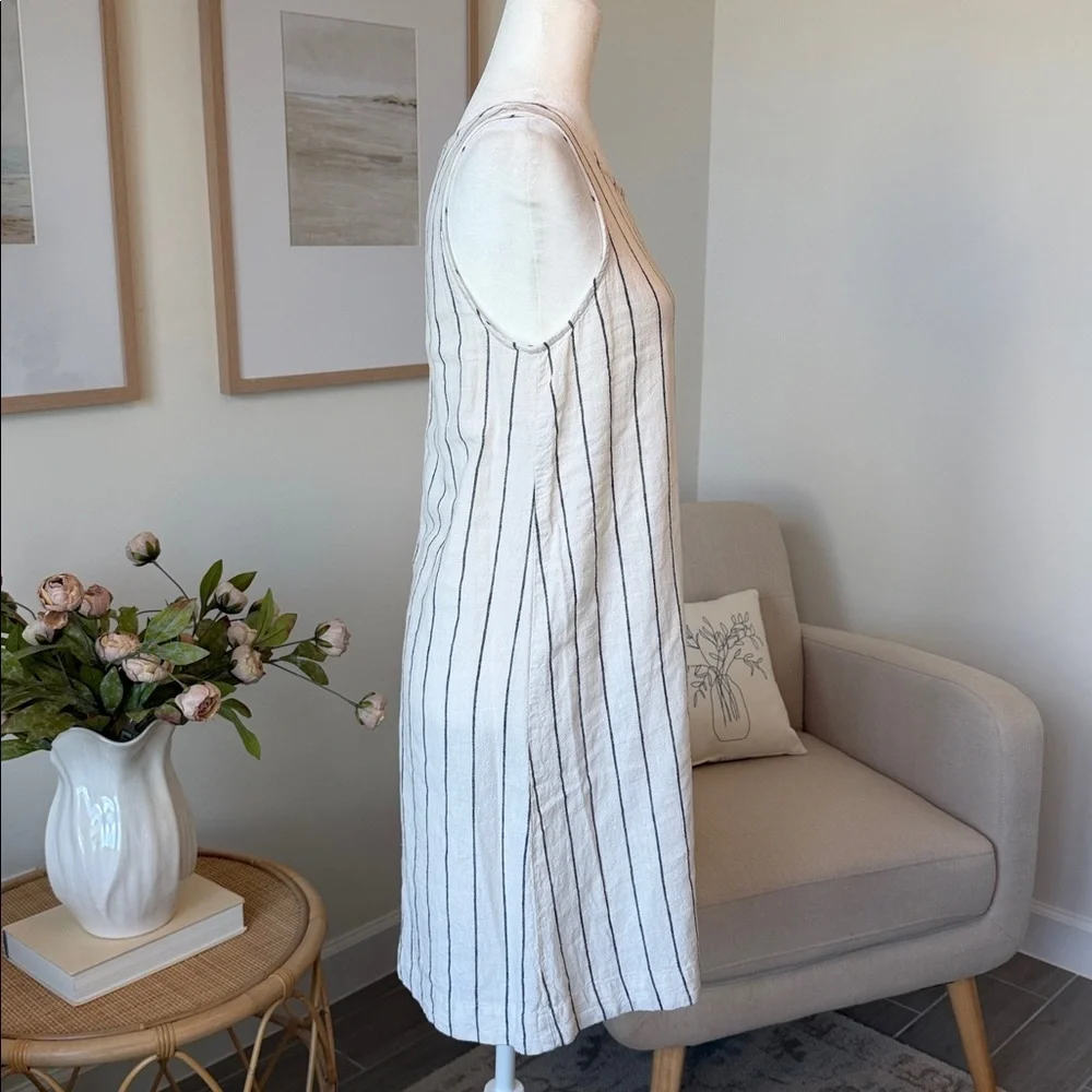 Philosophy Linen Stripe Shift Dress White Black Coastal Euro Summer Minimalist - Picture 4 of 15